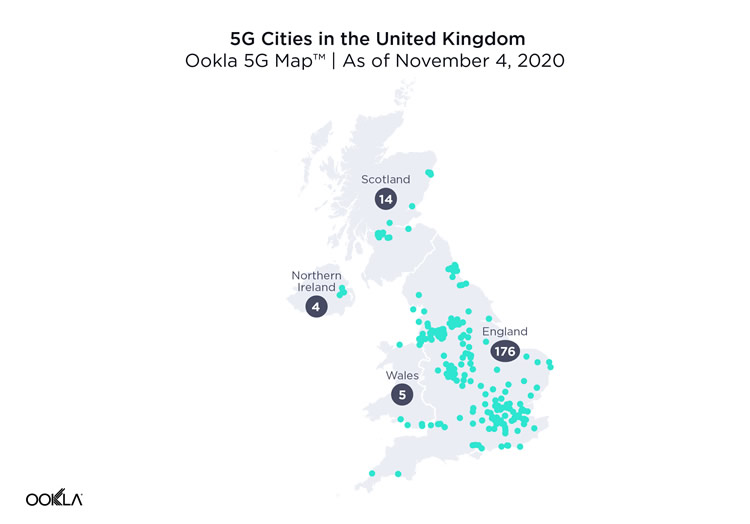 England has seen the lion's share of UK 5G rollout